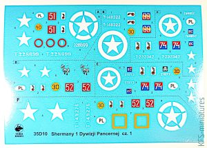 Polskie Shermany - 1 Dywizja Pancerna - Kalkomanie - Toro Model