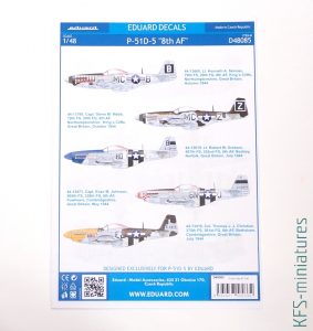 1/48 P-51D - Kalkomanie - Eduard